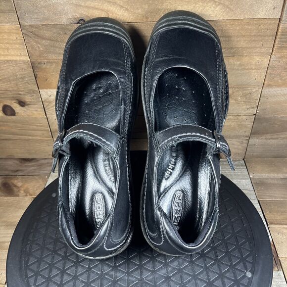 Keen Womens Size 8.5 Black Leather Slip On Mary Jane Ballet Flat Driving Shoes - Picture 5 of 10